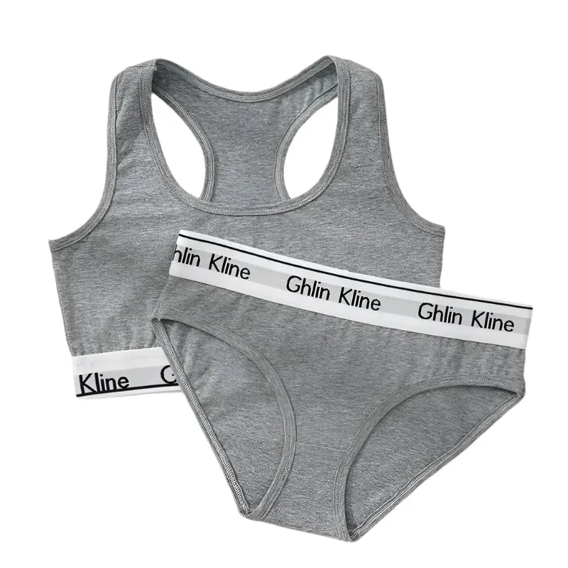 2-Piece Cotton Sports Bra & Briefs Set for Women | Tank Top & Underwear Kit (S-XL)