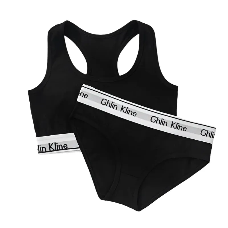 2-Piece Cotton Sports Bra & Briefs Set for Women | Tank Top & Underwear Kit (S-XL)