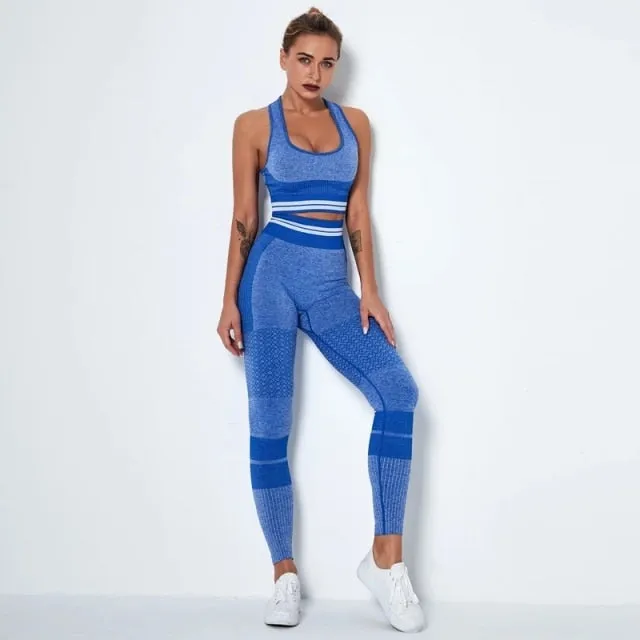 2 Piece Set Sports Bra High Waist Leggings Seamless Gym Athletic Yoga Set Wholesale Womans Workout Wear Clothing