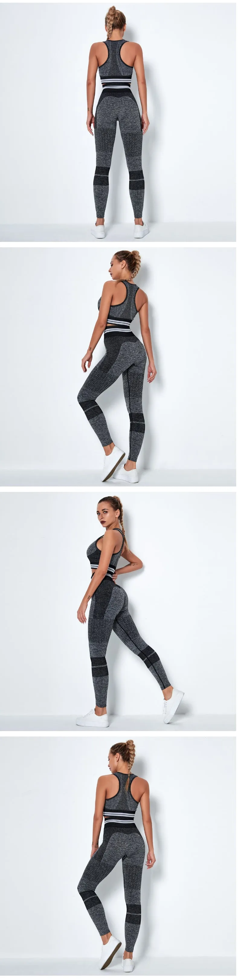 2 Piece Set Sports Bra High Waist Leggings Seamless Gym Athletic Yoga Set Wholesale Womans Workout Wear Clothing