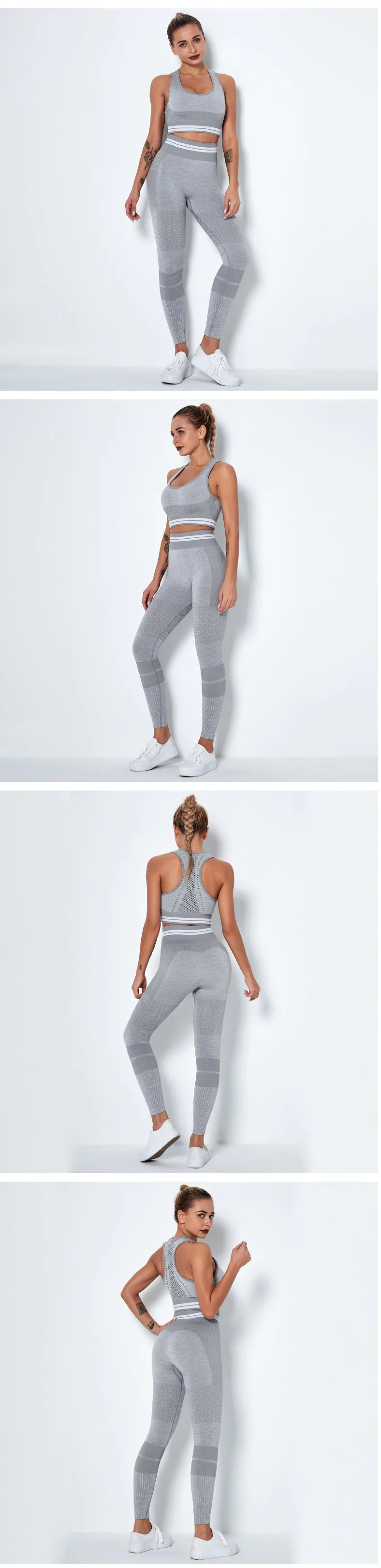 2 Piece Set Sports Bra High Waist Leggings Seamless Gym Athletic Yoga Set Wholesale Womans Workout Wear Clothing