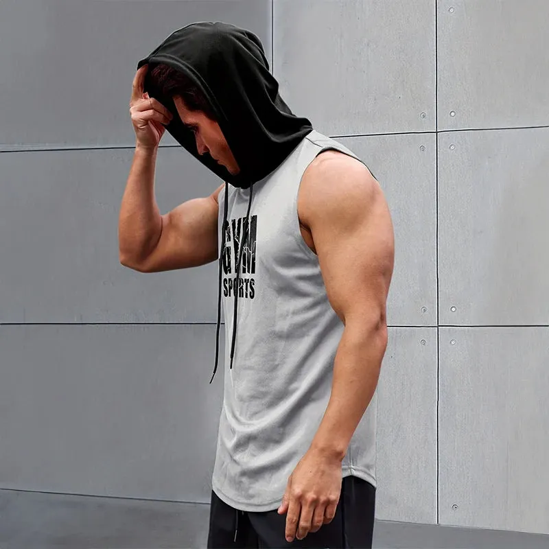 2024 New Men's Sleeveless Hooded Bottom Shirt