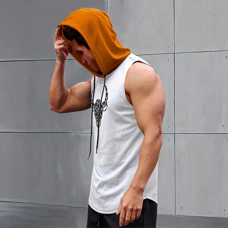 2024 New Men's Sleeveless Hooded Bottom Shirt