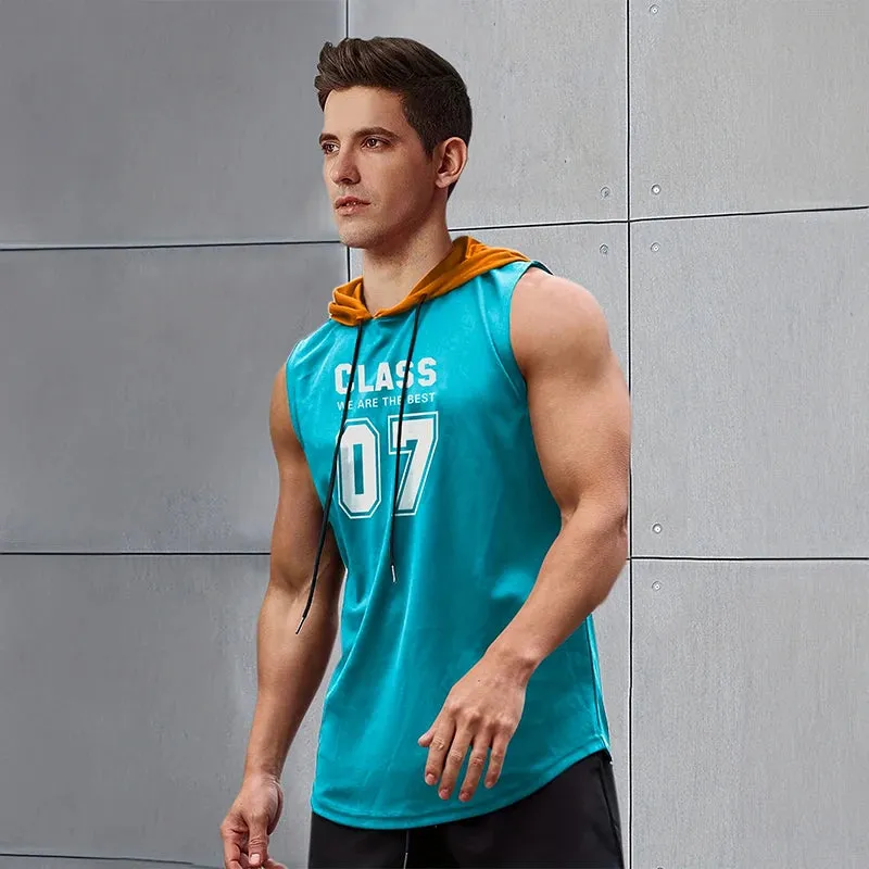 2024 New Men's Sleeveless Hooded Bottom Shirt