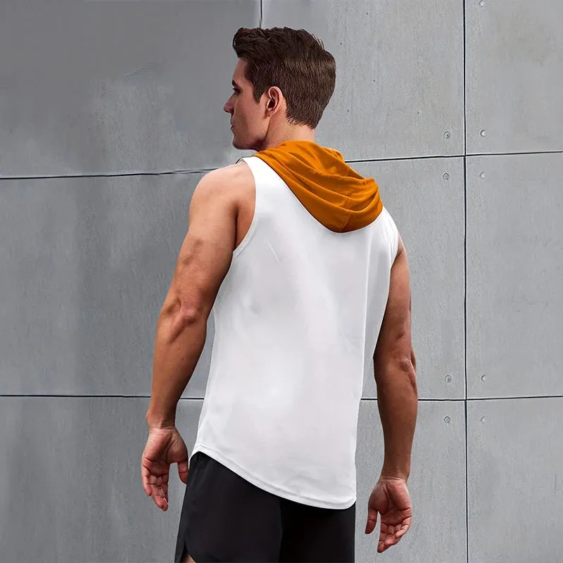 2024 New Men's Sleeveless Hooded Bottom Shirt
