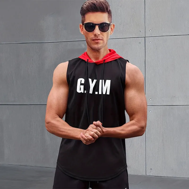 2024 New Men's Sleeveless Hooded Bottom Shirt