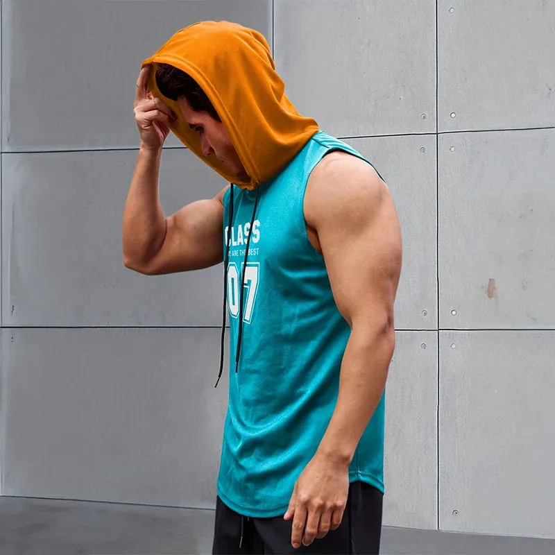 2024 New Men's Sleeveless Hooded Bottom Shirt