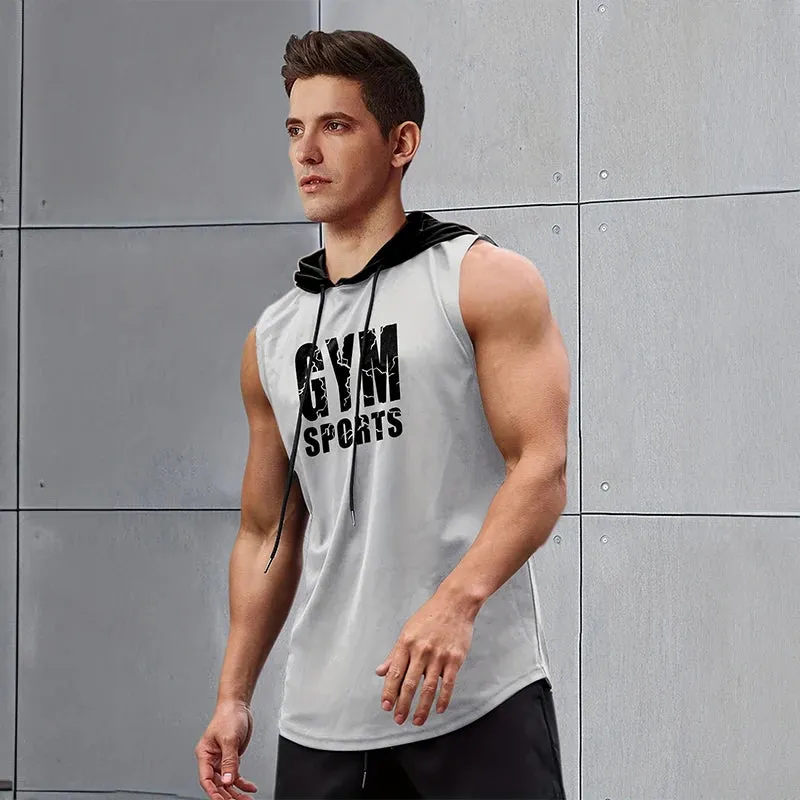 2024 New Men's Sleeveless Hooded Bottom Shirt