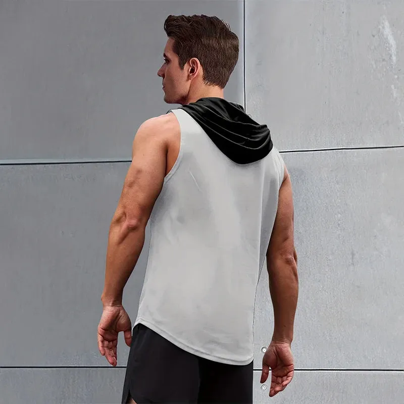 2024 New Men's Sleeveless Hooded Bottom Shirt
