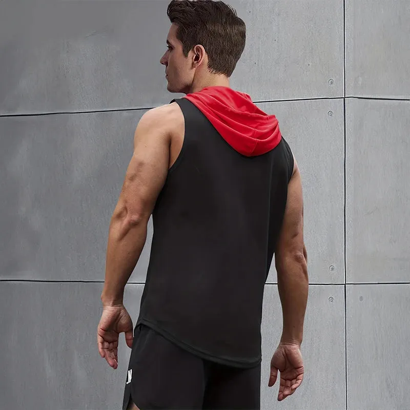 2024 New Men's Sleeveless Hooded Bottom Shirt