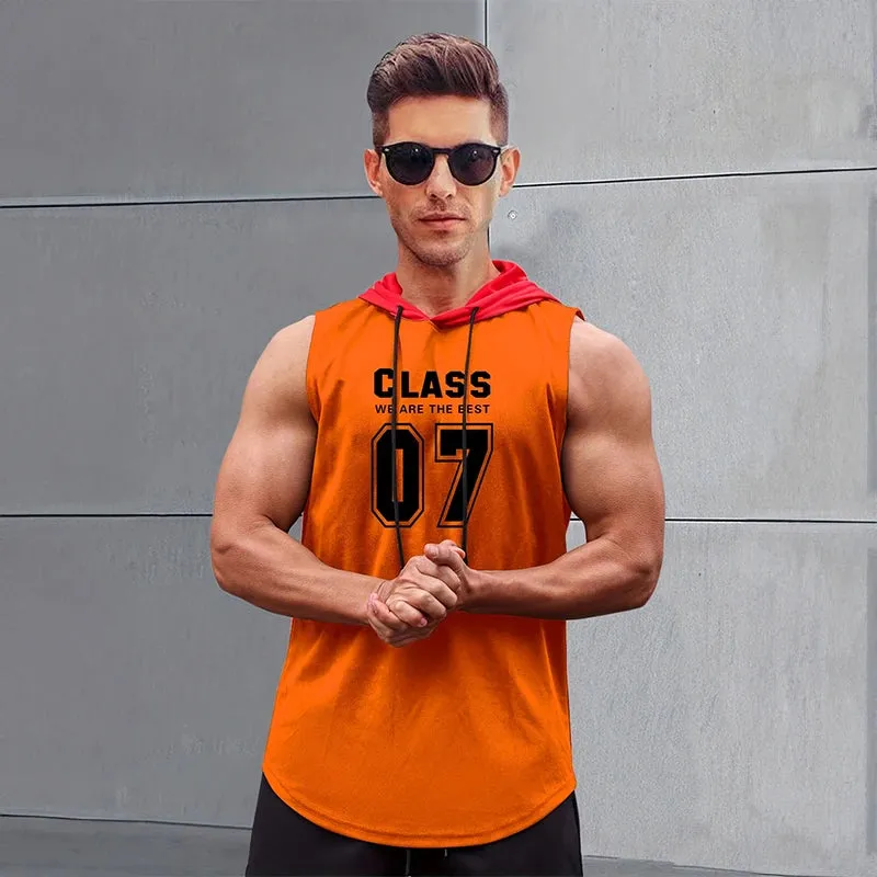 2024 New Men's Sleeveless Hooded Bottom Shirt