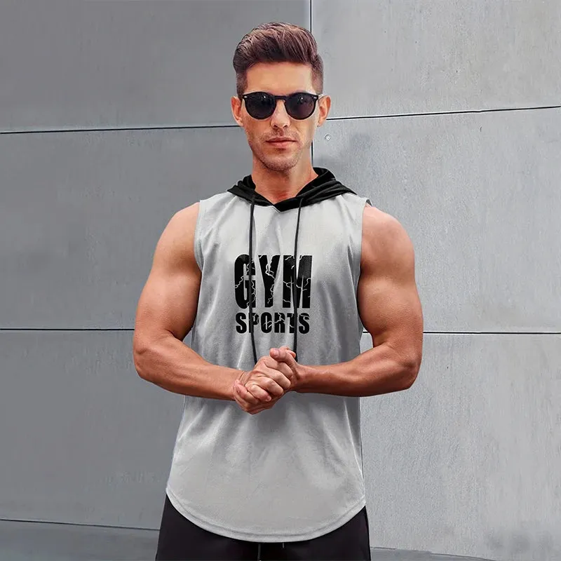 2024 New Men's Sleeveless Hooded Bottom Shirt