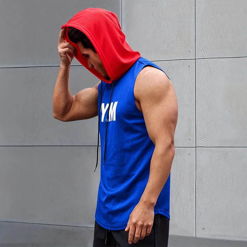 2024 New Men's Sleeveless Hooded Bottom Shirt