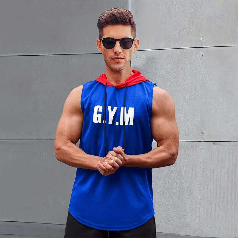 2024 New Men's Sleeveless Hooded Bottom Shirt