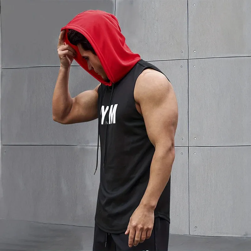 2024 New Men's Sleeveless Hooded Bottom Shirt