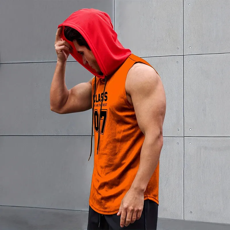 2024 New Men's Sleeveless Hooded Bottom Shirt