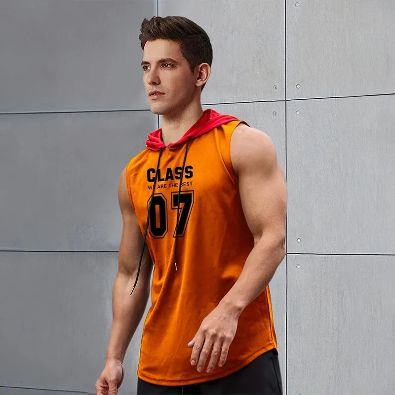 2024 New Men's Sleeveless Hooded Bottom Shirt