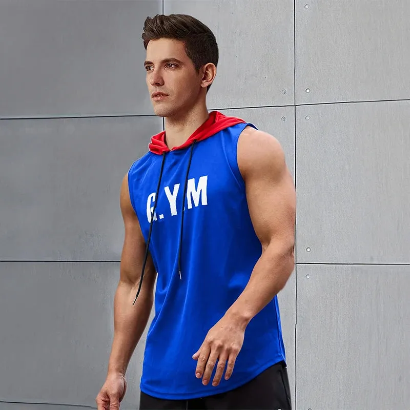 2024 New Men's Sleeveless Hooded Bottom Shirt