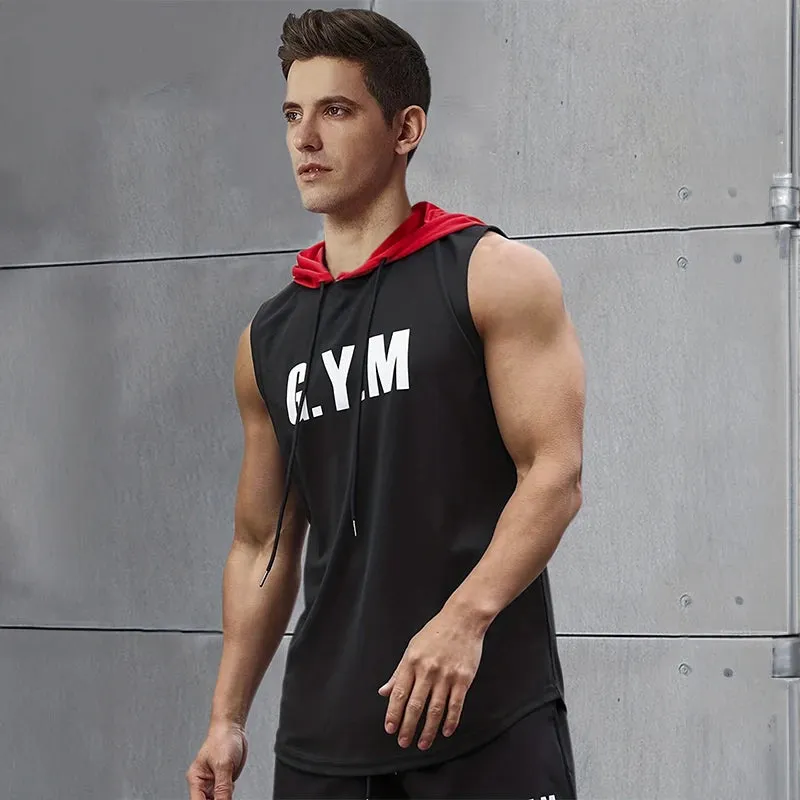 2024 New Men's Sleeveless Hooded Bottom Shirt