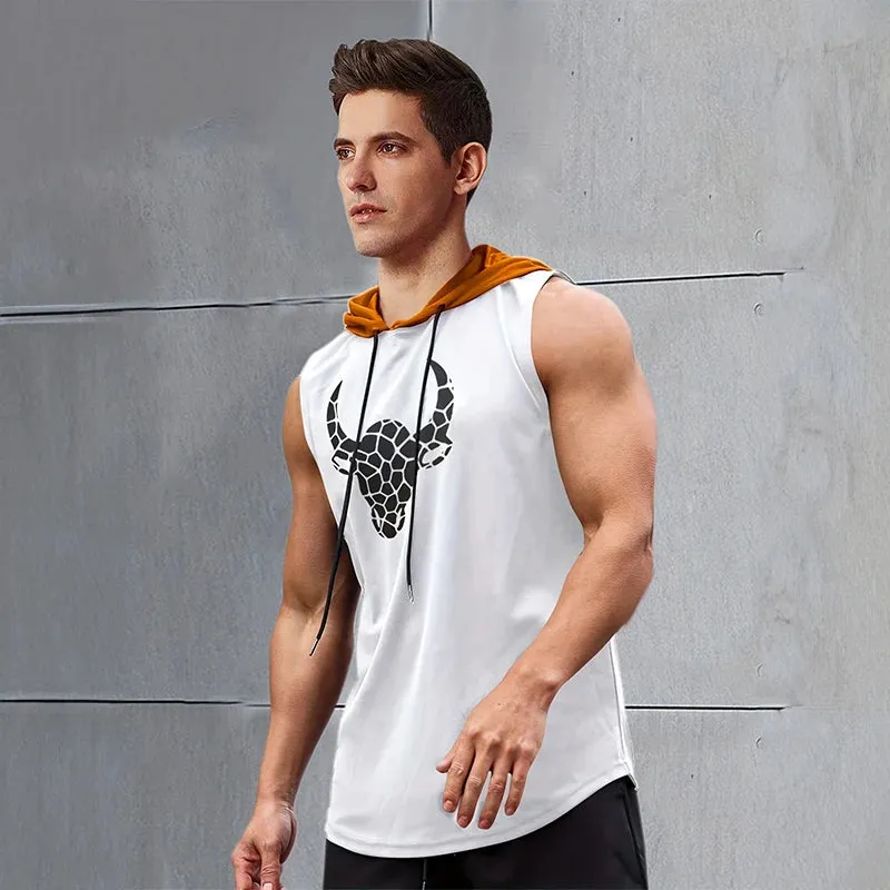 2024 New Men's Sleeveless Hooded Bottom Shirt