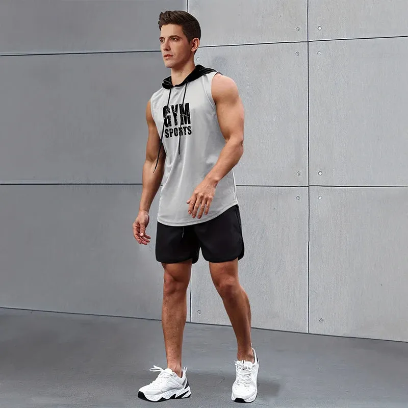 2024 New Men's Sleeveless Hooded Bottom Shirt
