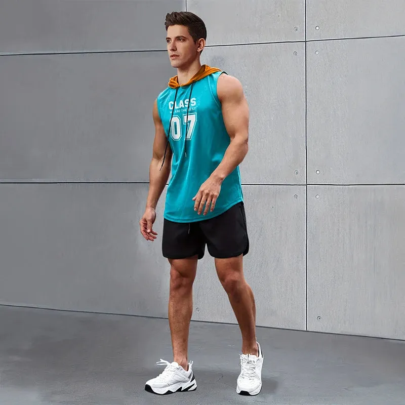 2024 New Men's Sleeveless Hooded Bottom Shirt
