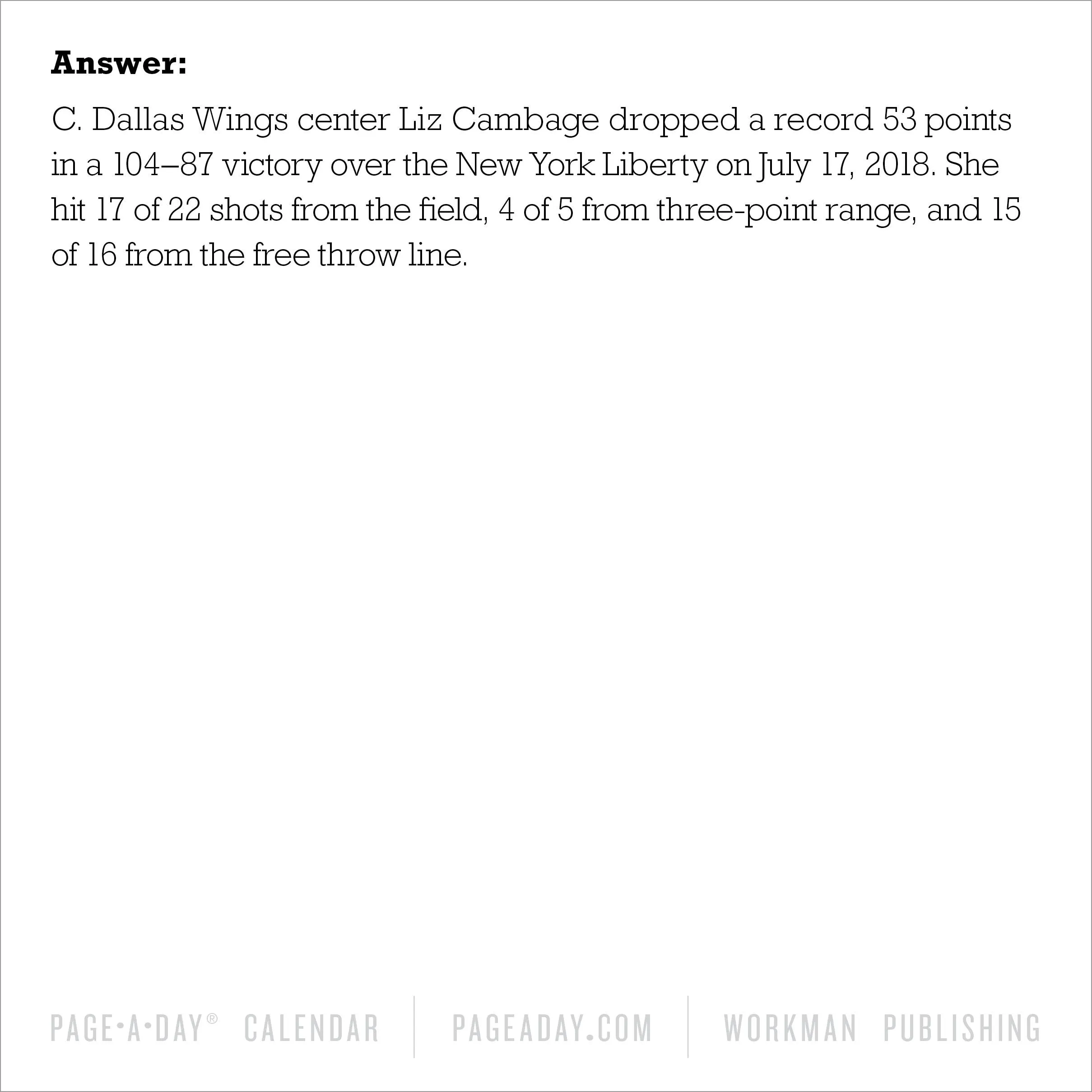 2025 Year of Basketball Trivia Page-A-Day Calendar