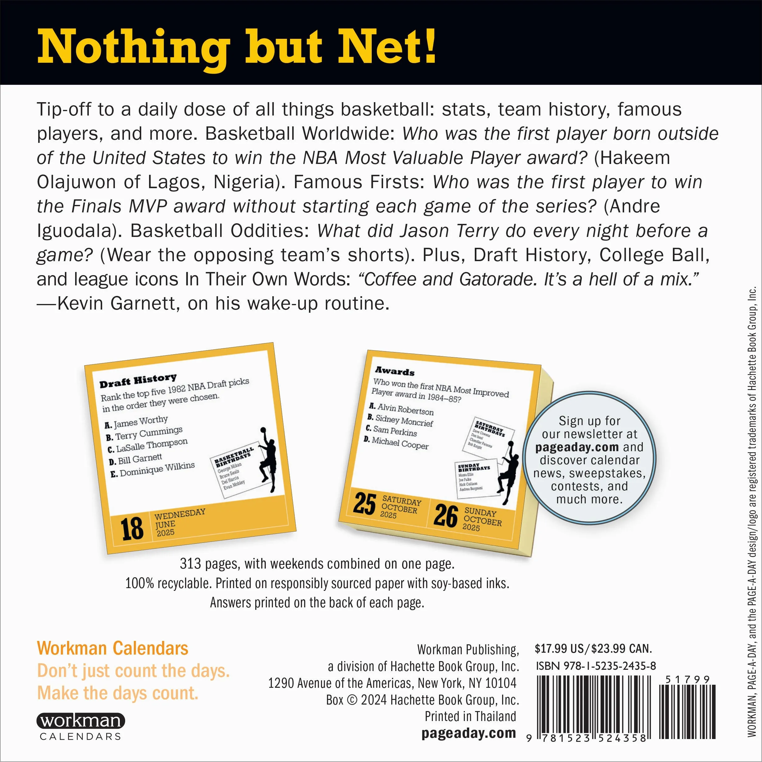 2025 Year of Basketball Trivia Page-A-Day Calendar