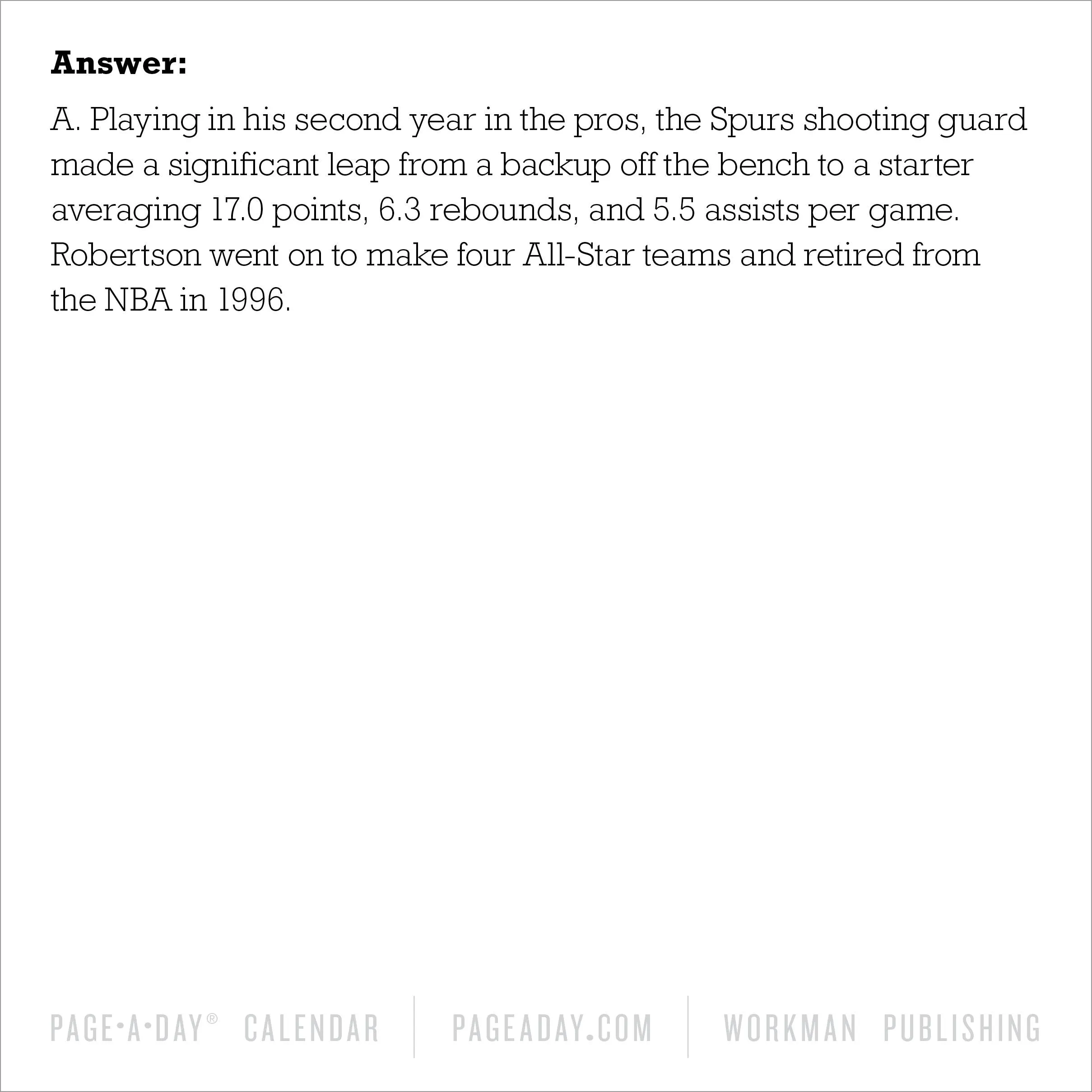 2025 Year of Basketball Trivia Page-A-Day Calendar