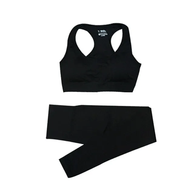 2/3/5PCS Seamless Women Yoga Set Workout Sportswear Gym Clothing Fitness Long Sleeve Crop Top High Waist Leggings Sports Suits