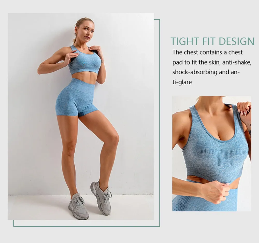 2/3/5PCS Seamless Women Yoga Set Workout Sportswear Gym Clothing Fitness Long Sleeve Crop Top High Waist Leggings Sports Suits