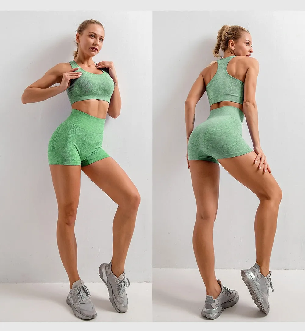 2/3/5PCS Seamless Women Yoga Set Workout Sportswear Gym Clothing Fitness Long Sleeve Crop Top High Waist Leggings Sports Suits