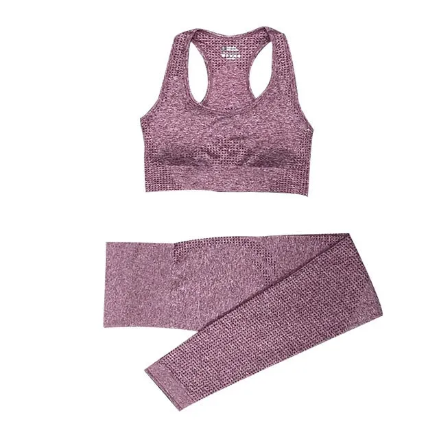 2/3/5PCS Seamless Women Yoga Set Workout Sportswear Gym Clothing Fitness Long Sleeve Crop Top High Waist Leggings Sports Suits