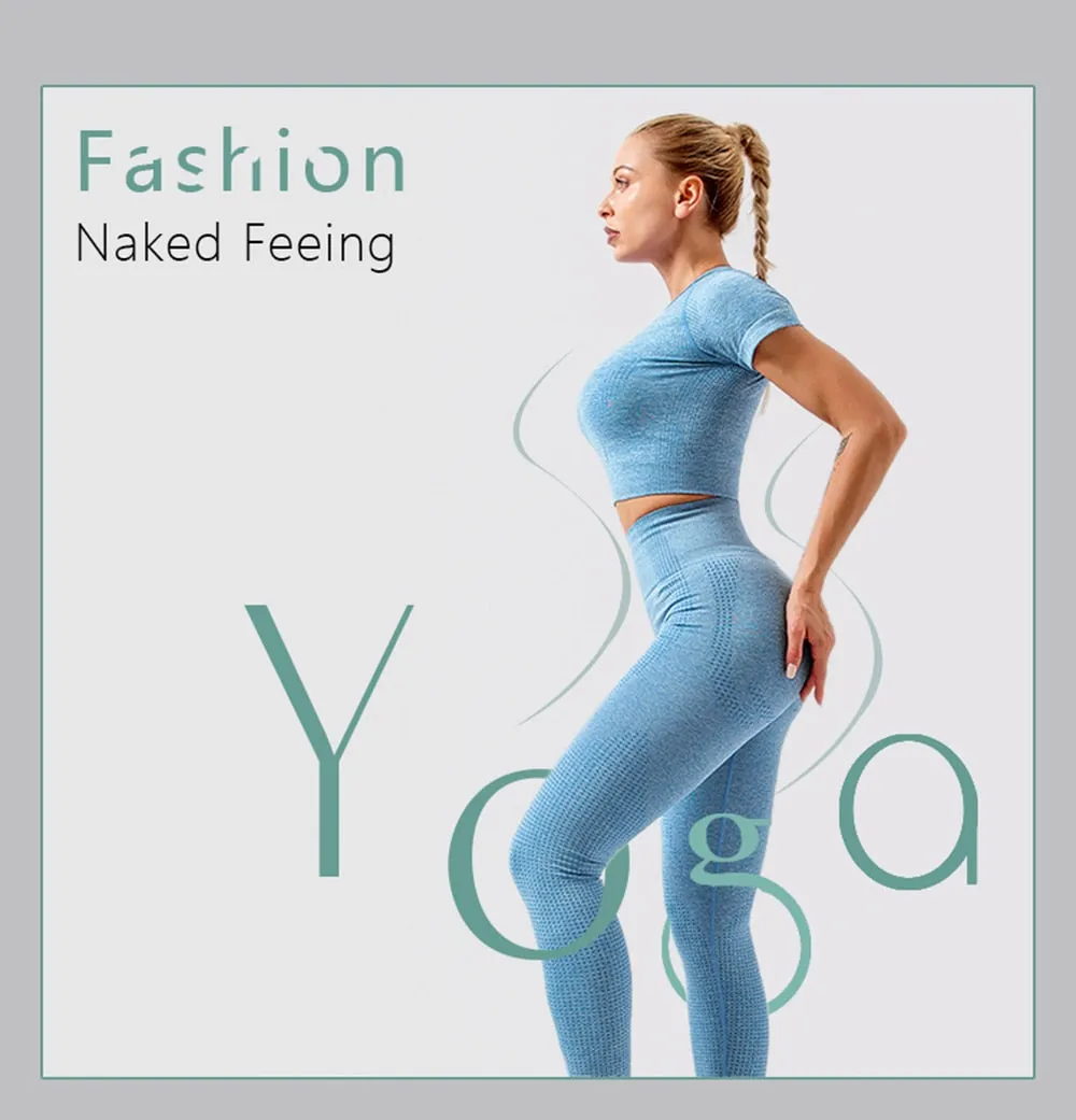 2/3/5PCS Seamless Women Yoga Set Workout Sportswear Gym Clothing Fitness Long Sleeve Crop Top High Waist Leggings Sports Suits