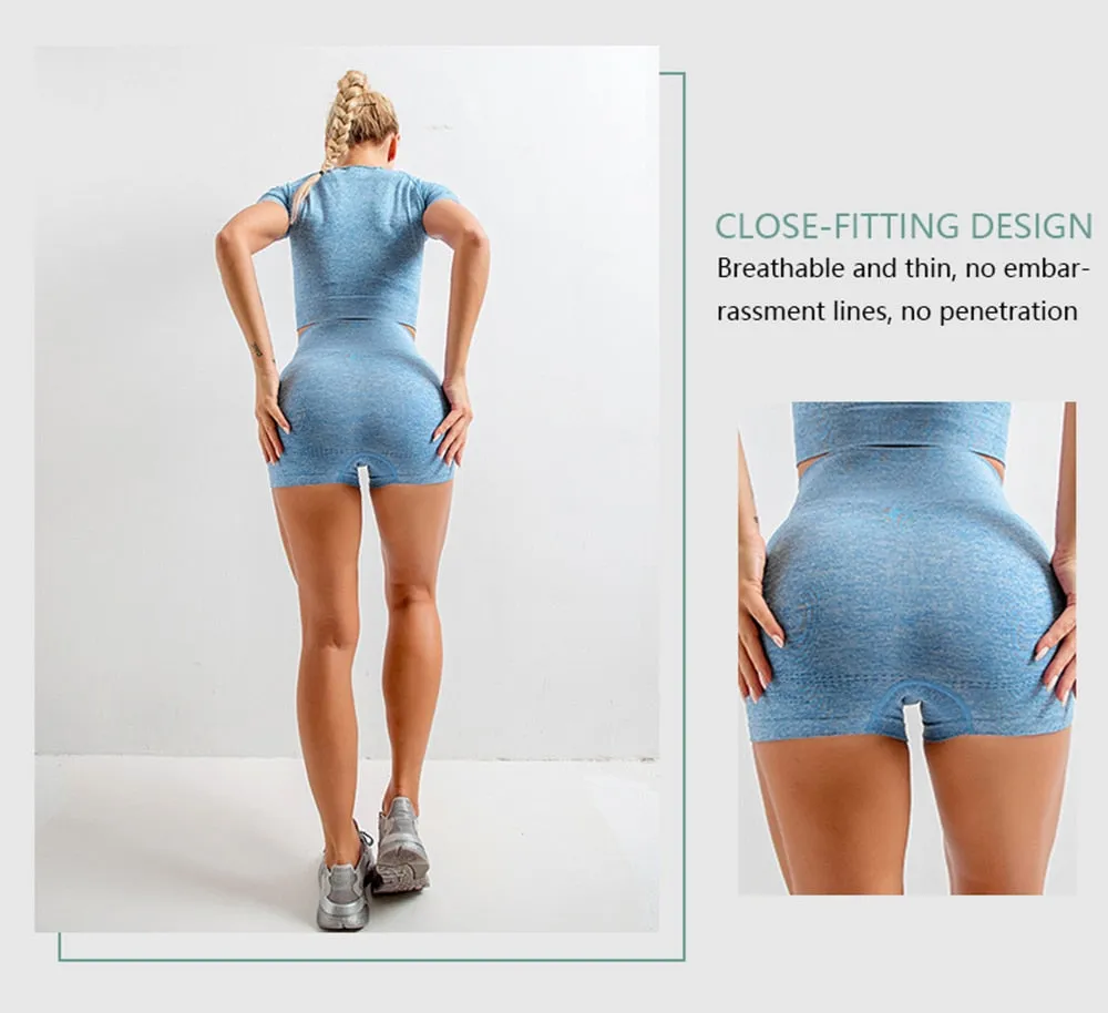 2/3/5PCS Seamless Women Yoga Set Workout Sportswear Gym Clothing Fitness Long Sleeve Crop Top High Waist Leggings Sports Suits