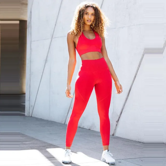 2PCS  Hyperflex Seamless Yoga Set Sportswear Sports Bra Leggings Fitness Pants Gym Running Suit Exercise Clothing Athletic