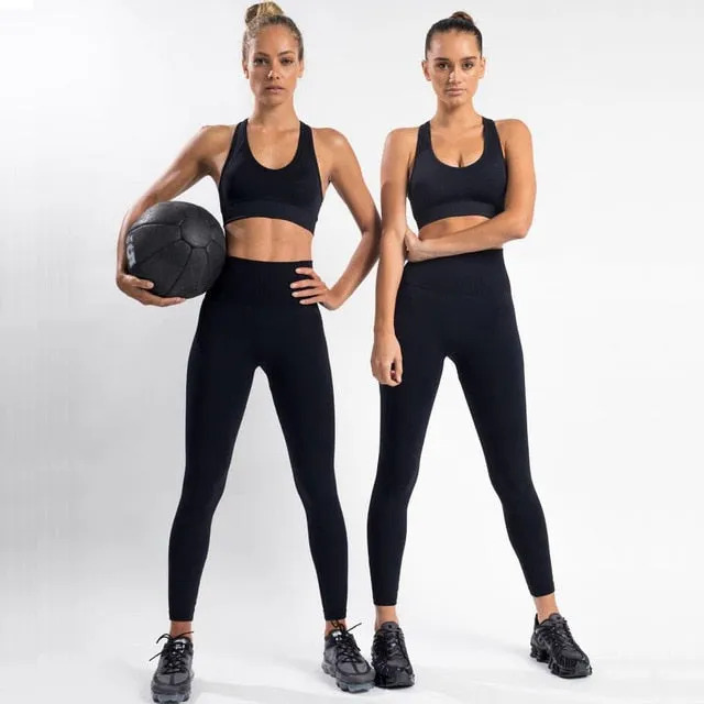 2PCS  Hyperflex Seamless Yoga Set Sportswear Sports Bra Leggings Fitness Pants Gym Running Suit Exercise Clothing Athletic