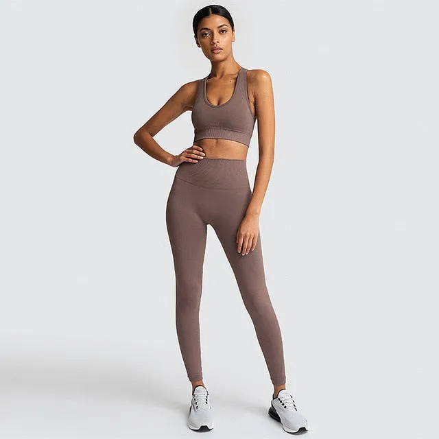 2PCS  Hyperflex Seamless Yoga Set Sportswear Sports Bra Leggings Fitness Pants Gym Running Suit Exercise Clothing Athletic