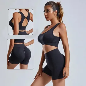 2pcs Yoga Set Women's high waist Vest And Shorts Tracksuit