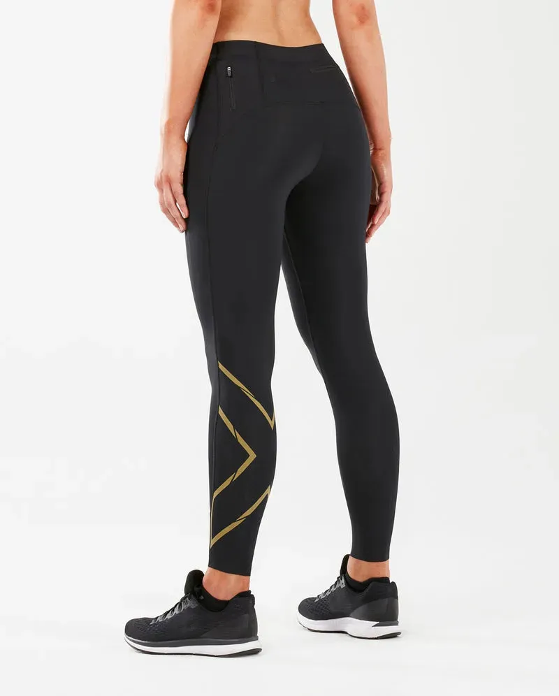 2XU MCS Run Womens Compression Tights (Black/Gold Reflective)