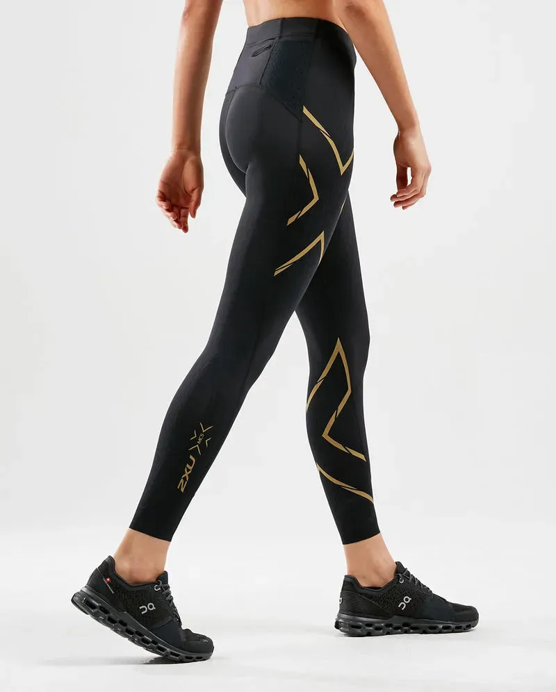2XU MCS Run Womens Compression Tights (Black/Gold Reflective)