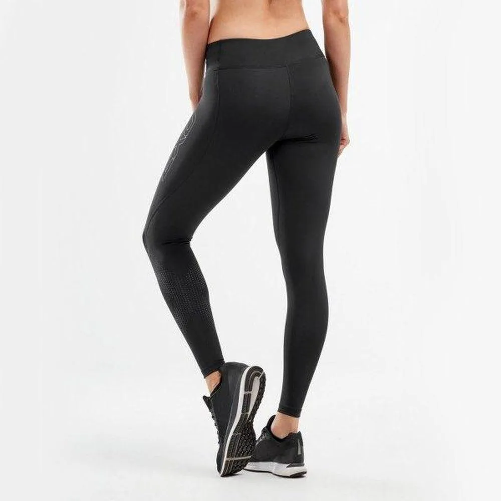 2XU Women's Mid-Rise Compression Tights Extra Large - Black/Dotted Reflective Logo