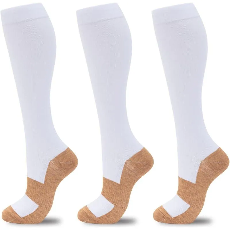 3 Pair Compression Support Socks - Circulation and Comfort