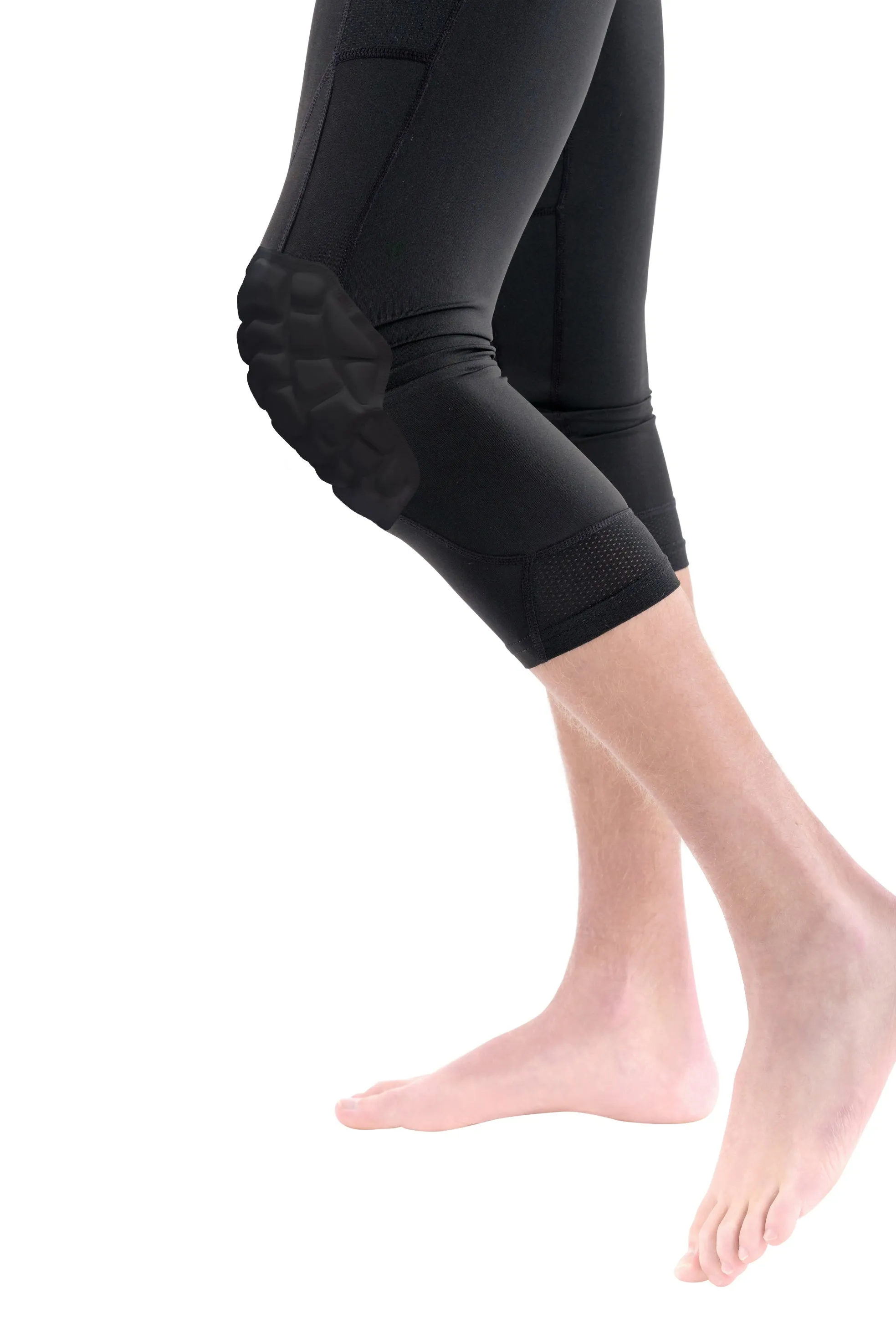 3/4 Compression Pants w/Knee Pads (Black)