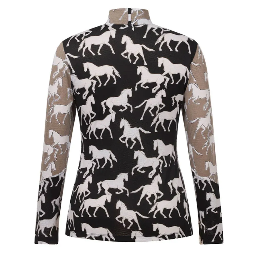 41039 Kerrits Balance Ice Fil® Long Sleeve Riding Shirt - Black Equine Studies