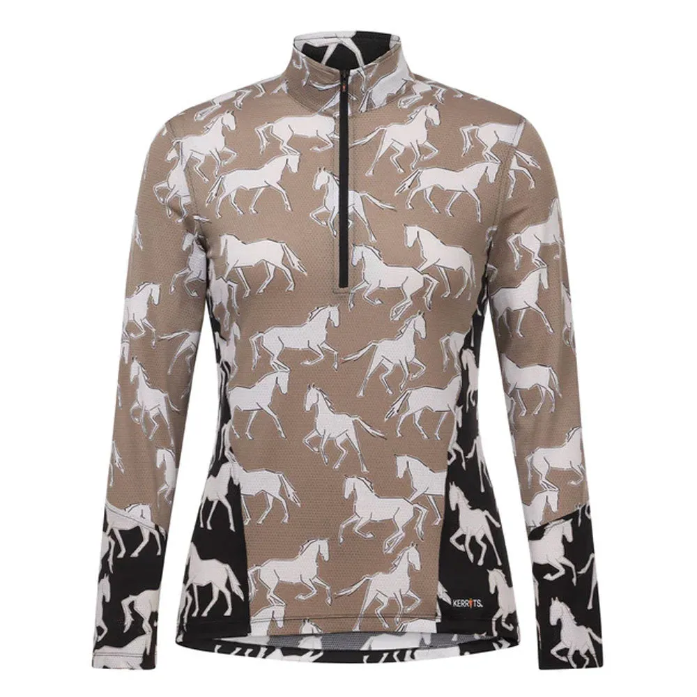 41039 Kerrits Balance Ice Fil® Long Sleeve Riding Shirt - Black Equine Studies