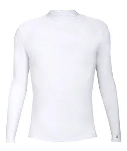4656 Badger Long Sleeve Mock Neck Blended Compression Tee White