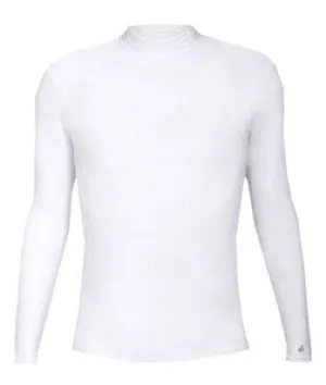 4656 Badger Long Sleeve Mock Neck Blended Compression Tee White