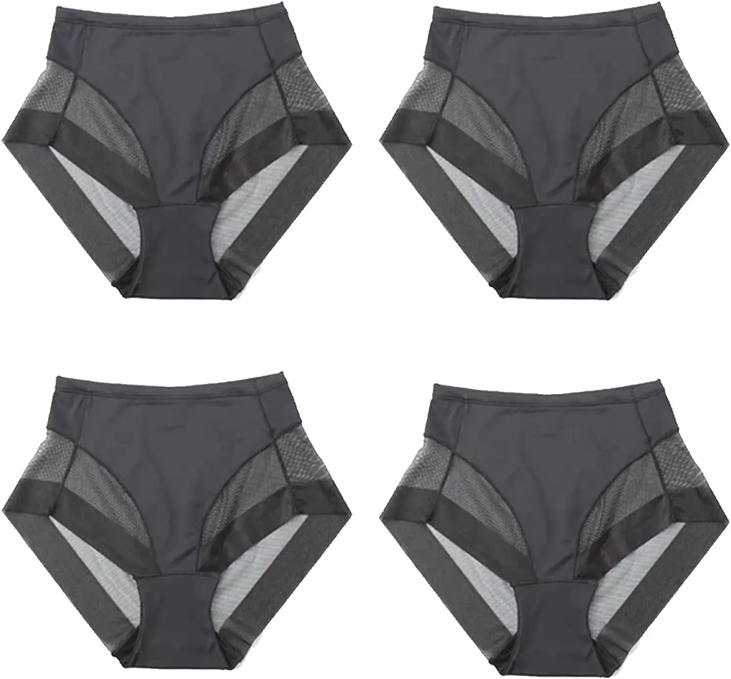 4PCS High Waist Seamless Shaping Briefs,High Waist Ice Silk Seamless Shaping Briefs
