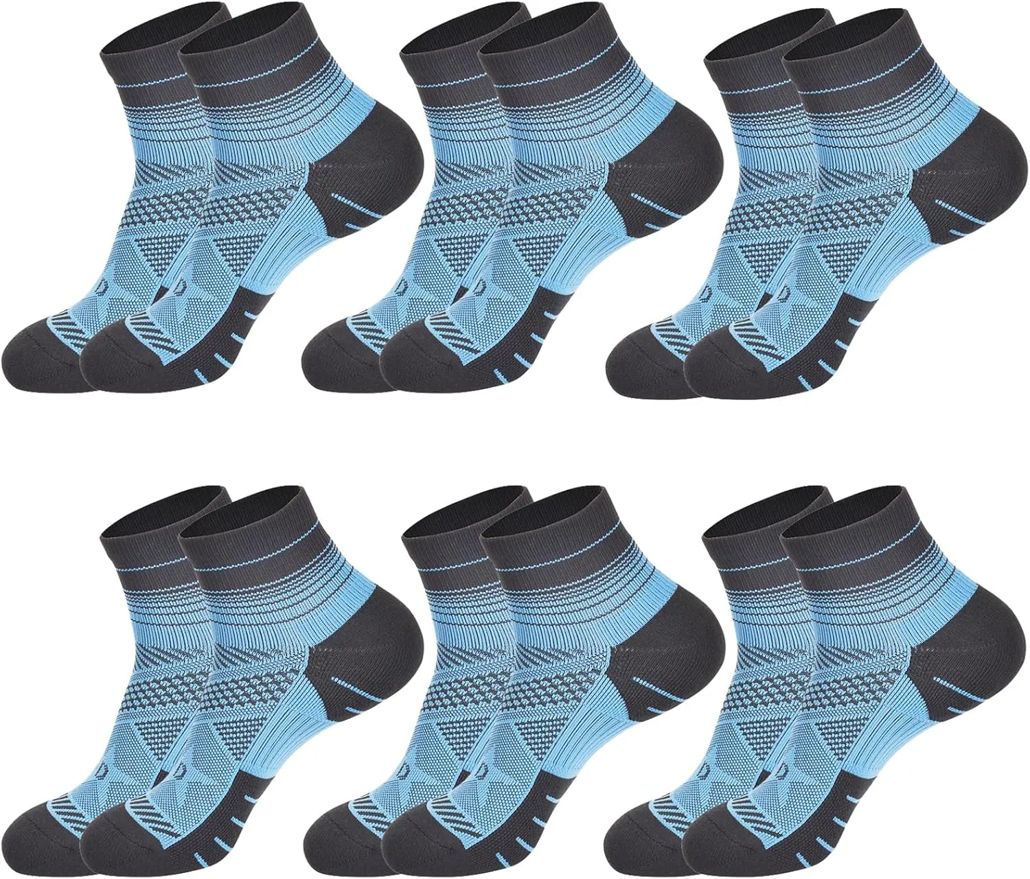 6 Pairs Mens Quarter Athletic Socks, Cushioned Sports Performance Running Workout Short Sock